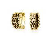 Bling Jewelry Gold Plated Twisted Cable Chain Clip On Half Hoop Earrings