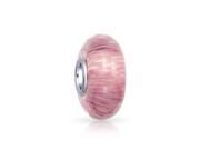 Bling Jewelry Sterling Silver Pink and White Stripe Murano Glass Bead Fits Pandora