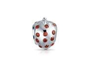 Bling Jewelry 925 Silver Strawberry Fruit Simulated Garnet CZ Bead Fits Pandora