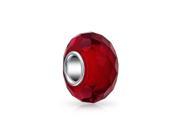 Bling Jewelry Simulated Garnet Glass 925 Silver Faceted Crystal Bead Fits Pandora