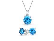 Bling Jewelry Blue CZ Set 7mm Sterling Silver