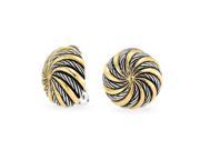 Bling Jewelry Spiral Circle Twisted Cable Clip On Earrings Gold Plated