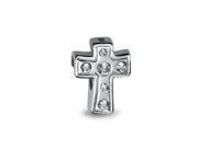 Bling Jewelry Cross Clear CZ 925 Sterling Silver Inspirational Bead Fits Pandora