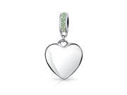 Bling Jewelry 925 Silver Dangle Heart Simulated Peridot Swarovski Crystal Bead