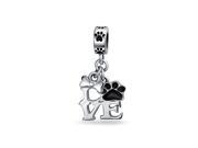 Bling Jewelry Love Dog Puppy Paw Print Enamel Dangle Bead Fits Pandora Silver
