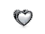 Bling Jewelry 925 Silver Beaded Edge Heart Charm Fits Pandora Beads