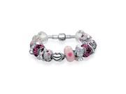 Bling Jewelry Enamel Breast Cancer Awareness Charm Bracelet 925 Silver