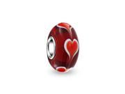 Bling Jewelry Murano Red Heart Glass Bead .925 Sterling Silver Fits Pandora