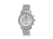 Bling Jewelry Geneva Stainless Steel Back Round Deco Style Crystal Watch