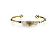 Bling Jewelry Gold Plated Stainless Steel Clear Quartz Wire Wrapped Cuff