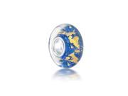Bling Jewelry Sterling Silver Blue Gold Foil Murano Glass Charm Bead Fits Pandora