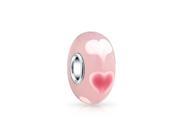 Bling Jewelry 925 Silver Murano Pink Heart Glass Bead Pandora Compatible