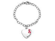 Bling Jewelry Pink Enamel Survivor Heart Tag Medical ID Bracelet Steel