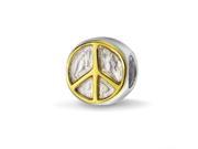 Bling Jewelry Gold Plated 925 Silver Peace Sign Bead Charm Pandora Compatible