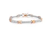 Bling Jewelry Two Tone Rose Gold Plated Kiss CZ Link Tennis Bracelet