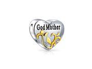 Bling Jewelry God Mother 925 Silver Gold Plated Heart Bead Fits Pandora