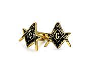 Bling Jewelry Gold Plated Steel Black Enamel Masonic Symbol Mens Cufflinks