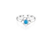 Bling Jewelry 925 Sterling Silver Flower Toe Ring Reconstituted Turquoise