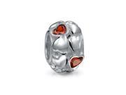 Bling Jewelry 925 Silver Simulated Garnet CZ Hearts Bead Fits Pandora