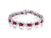Bling Jewelry Marquise Simulated Ruby CZ Tennis Bracelet Rhodium Plated