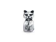 Bling Jewelry 925 Silver Cat Sitting Kitty Charm Bead Pandora Compatible Charm