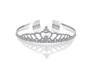 Bling Jewelry Heart Rhinestone Crystal Bridal Crown Tiara Silver Plated