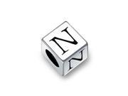 Bling Jewelry 925 Sterling Silver Block Letter N Pandora Compatible Charm Bead