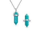 Bling Jewelry Double Pointed Crystal Synthetic Turquoise Jewelry Set