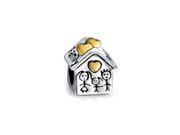 Bling Jewelry 925 Silver Family Love Gold Plated House Bead Fits Pandora