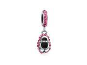 Bling Jewelry 925 Silver Pink Crystal Heart Baby Shoe Charm Dangle Bead