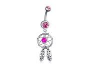 Bling Jewelry 316L Surgical Steel Crystal Pink Dream Catcher Belly Ring