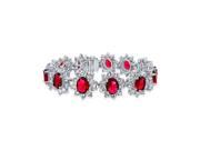 Bling Jewelry Simulated Ruby CZ Crown Set Tennis Bracelet Rhodium Plated