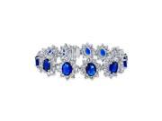 Bling Jewelry Simulated Sapphire CZ Crown Tennis Bracelet Rhodium Plated