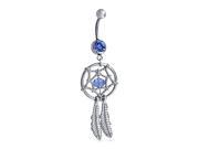 Bling Jewelry Blue Dream Catcher Dangle Belly Ring 316L Steel