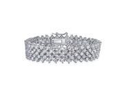 Bling Jewelry Clear CZ Bridal Lattice Link Bracelet 7.25in Rhodium Plated