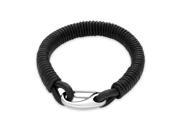 Bling Jewelry Mens Black Wrapped Leather Cord Bracelet Steel Clasp 8.5in