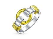 Bling Jewelry Sterling Silver Gold Plated Two Tone Round Link Ring