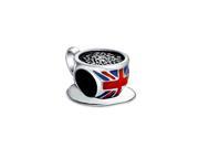 Bling Jewelry 925 Sterling Silver British Flag Union Jack Tea Cup Charm Fits Pandora