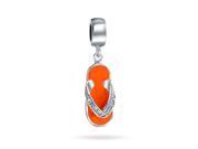 Bling Jewelry 925 Silver CZ Orange Sandal Flip Flop Dangle Bead Fits Pandora