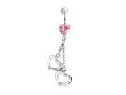 Bling Jewelry Red CZ Heart Handcuff Belly Ring Secret Shades 14G Steel