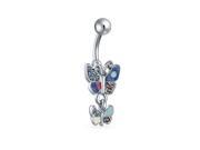 Bling Jewelry Blue CZ Butterfly Belly Ring Stainless Steel