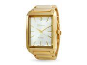 Bling Jewelry Stainless Steel Rectangle Dial Mens Link Watch Gold Plated