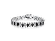 Bling Jewelry Rhodium Plated Marquise Black CZ Tennis Bracelet 7.5 Inch