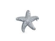 Bling Jewelry CZ Nautical Starfish Brooch Pendant Pin Rhodium Plated