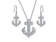 Bling Jewelry Sterling Silver CZ Anchor Pendant Necklace and Earrings Set