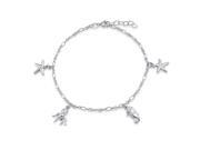 Bling Jewelry Sterling Silver Nautical Octopus Starfish Charm Anklet 9in