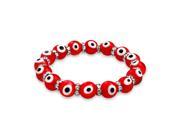 Bling Jewelry Evil Eye Glass Red Stretch Crystal Bracelet Silver Plated