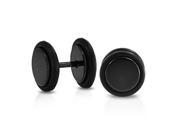 Bling Jewelry Black Titanium Over Surgical Steel Fake Plug Earrings 16G