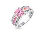 Bling Jewelry Pink Synthetic Opal Inlay October Birthstone Sterling Silver Ring