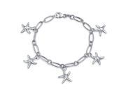Bling Jewelry 925 Sterling Silver Starfish Charm Bracelet 7.5 Inch